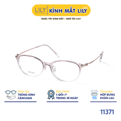 Gọng kính Oval nam nữ LILYEYEWEAR chất liệu nhựa phối càng Titan cao cấp kiểu dáng hiện dại thời trang 11371