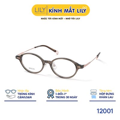 Gọng kính Oval nam nữ LILYEYEWEAR chất liệu nhựa phối càng Titan cao cấp kiểu dáng hiện dại thời trang 12001