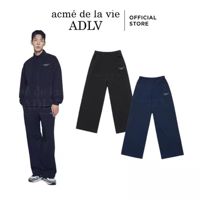 Quần ADLV Basic Logo Nylon Set Up Dáng Semi Oversized Màu Đen/Xanh navy - Hàng chính hãng