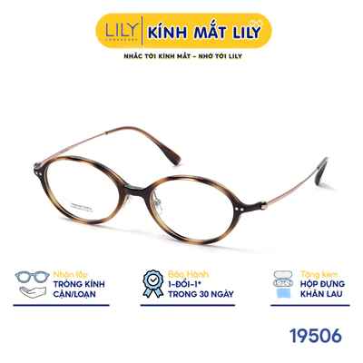 Gọng kính Oval nam nữ LILYEYEWEAR chất liệu nhựa phối càng Titan cao cấp kiểu dáng hiện đại thời trang 19506