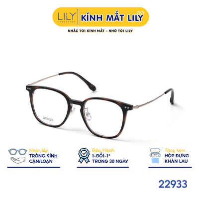 Gọng kính vuông nam nữ LILYEYEWEAR chất liệu nhựa phối càng Titan cao cấp kiểu dáng hiện đại thời trang 22933
