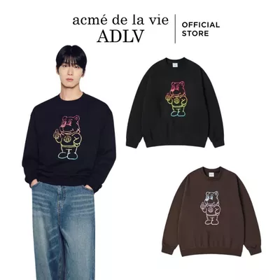 Áo Nỉ ADLV AC Bear Gradation dáng oversized màu đen/nâu đậm - Hàng chính hãng