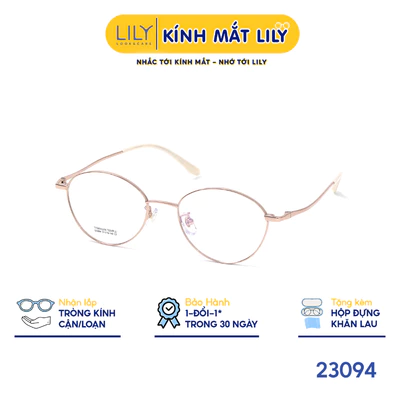 Gọng kính Oval nam nữ LILYEYEWEAR chất liệu Titan cao cấp kiểu dáng hiện đại thời trang 23094