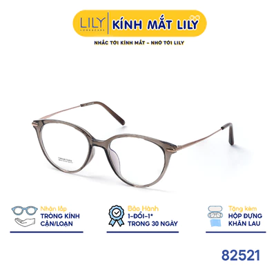 Gọng kính mắt mèo nam nữ LILYEYEWEAR chất liệu nhựa phối càng Titan cao cấp kiểu dáng hiện đại thời trang 82521