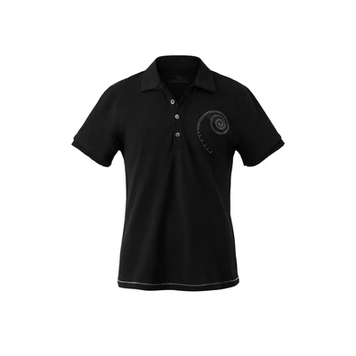 Áo Polo Nam Màu Đen Họa Tiết Thêu ‘Spiral Label’ Form Ôm Slim Fit - BEUTER® EMBROIDERED ‘Spiral Label’ SLIM POLO - BLACK
