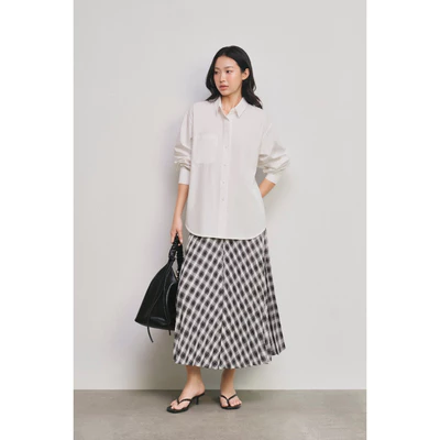 LIBÉ WORKSHOP - Chân váy lửng xoè caro trắng đen 7299