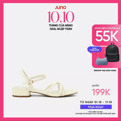 Giày Sandal Nữ 3cm Thời Trang JUNO Gót Thấp Quai Chéo SD03074