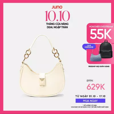 Túi Xách Nữ Thời Trang JUNO Cỡ Nhỏ Hobo Phối Charm Trang Trí TXN925