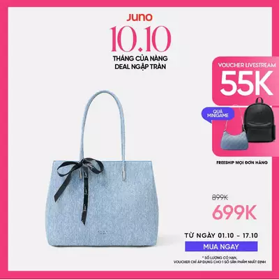 Túi Xách Nữ Thời Trang JUNO Cỡ Lớn Tote Lớn Trang Trí Nơ Ruy Băng TXL099
