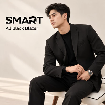 Áo All Black Blazer TORANO túi cơi ngực lịch lãm, trưởng thành FWTV002