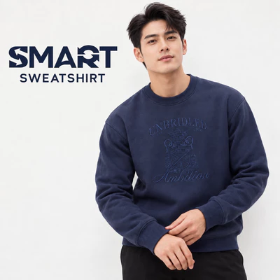 Áo nỉ SWEATSHIRT TORANO họa tiết thêu hình Unbridled ambition ấm áp, phong độ GWTW826