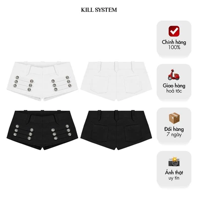 [HÀNG MỚI VỀ] Quần short kaki co giãn phối nút DANIELLE - 𝐊𝐈𝐋𝐋 𝐒𝐘𝐒𝐓𝐄𝐌