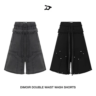 Quần Shorts DIMOIR DOUBLE WAIST Màu wash Đen / Màu wash Xám