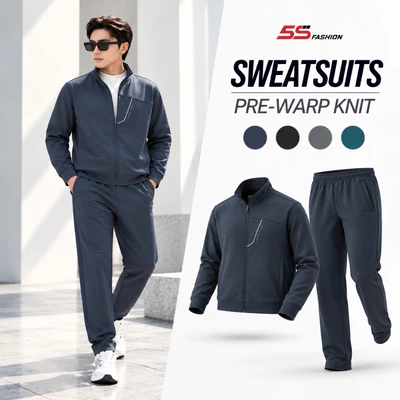 Bộ Nỉ Khóa Nam 5S FASHION PRE-WARPKNIT Dệt Dọc Hai Lớp Cao Cấp, Thiết Kế Khỏe Khoắn MBNK26023
