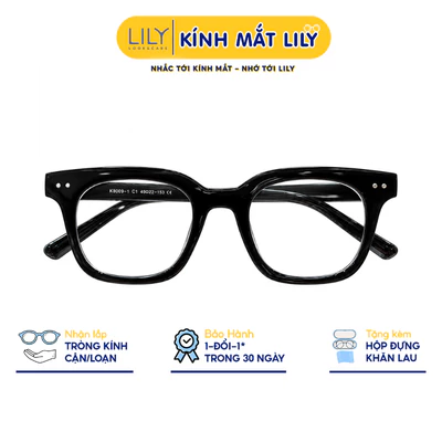 Gọng kính mắt vuông nam nữ LILYEYEWEAR chất liệu nhựa cao chấp chắc chắn, kiểu dáng hiện đại màu sắc thời trang K8009