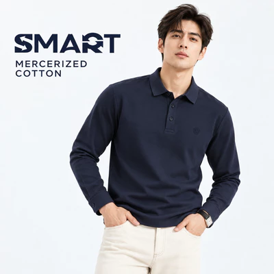 Áo POLO KIM CƯƠNG TORANO dài tay chất liệu MERCERIZED COTTON hiệu ứng kim cương sang trọng và thoải mái GWTP502