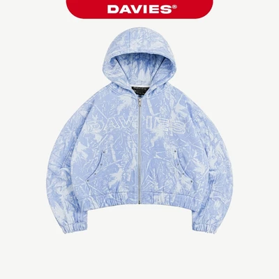 Áo hoodie nam nữ hoạ tiết lá rừng DAVIES nỉ bông khoá zip chữ thêu nổi màu xanh dương Commando Hoodie Zip | D-HD5-XAD