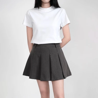 Chân Váy Ngắn Xám, Chân Váy Xếp Ly Dáng Xòe Có Quần Bảo Hộ - MIO SKIRT - THE J STUDIO