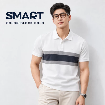 Áo polo nam COLOR-BLOCK POLO TORANO thoáng khí, co giãn tốt, can phối thân phong cách nam tính FSTP022
