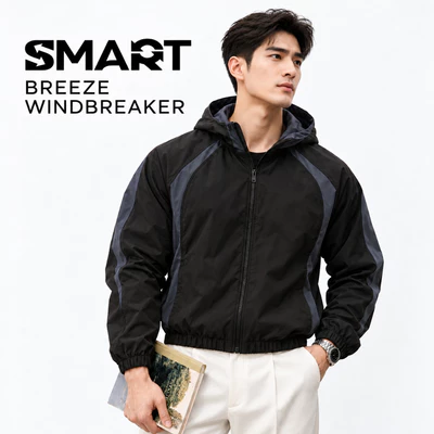 [LUXURY ITEM] Áo Khoác Gió Nam 2 lớp BREEZE WINDBREAKER TORANO Can Phối Mũ Liền Thêu Logo, Cản Gió, Giữ ấm GWCW801