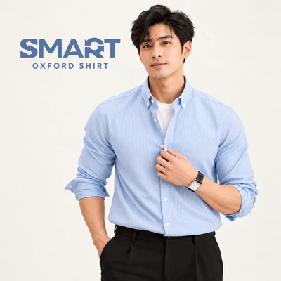 Áo sơ mi dài tay nam OXFORD SHIRT TORANO trơn lịch sự, phong cách nam tính GATB005