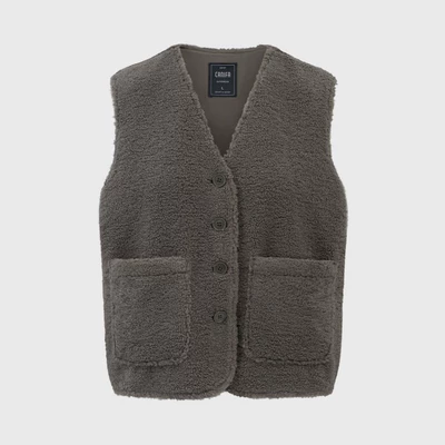Áo khoác gilet nữ mặt lông điệu đà phong cách CANIFA 6OT26W022