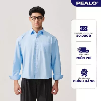 Áo Sơ Mi Trơn Dáng Boxy Tay Dài PEALO SS25 Chất Liệu Cao Cấp SPT4