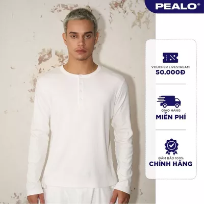 Áo thun gân dài tay Henley ver1 form xuông PEALO cổ cúc chất liêu cotton thấm hút mồ hôi SPT4