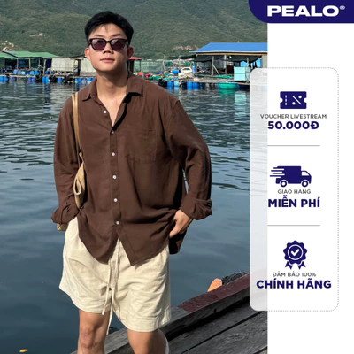 Áo sơ mi nam linen PEALO form suông cổ bẻ dài tay chất liệu cao cấp DOT SHIRT SPT2