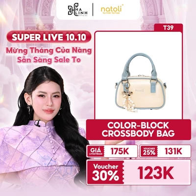 Túi đeo chéo da nam nữ NATOLI, túi xách cầm tay nam nữ chống nước cao cấp Color-Block Crossbody Bag T39