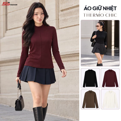 Áo Giữ Nhiệt Nữ 5S FASHION THERMO CHIC Cao Cấp, Mềm Ấm, Cách Điệu Nữ Tính Phom Slimfit W0AGN26002