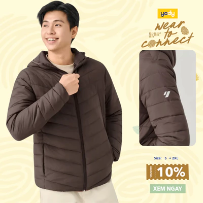 Áo khoác phao nam YODY siêu nhẹ giữ ấm tốt mũ liền thoải mái mềm mại MCPJ26F011