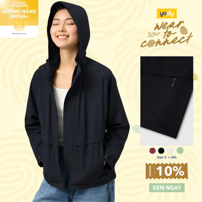 Áo khoác gió nữ YODY 4C Plus dáng suông cản gió chống nắng WCWC26F012