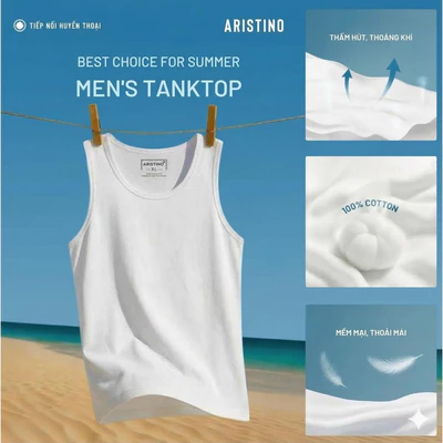 ARISTINO Áo Ba Lỗ Tanktop Nam Cotton Áo Lót Nam Cao Cấp, Chất Liệu Cotton Mềm Mại Thoáng Mát ATT001EXP01