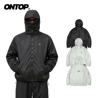 Áo khoác dù nam có mũ 2 lớp ONTOP cản gió có túi trong màu đen, xám Windward Jacket | O-AK3