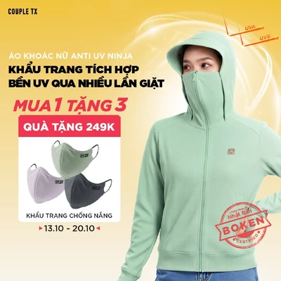 Áo Khoác Chống Nắng Nữ Couple TX Dáng Ninja Anti UV 98% UPF 50++ Thun Co Giãn Form Vừa WOK 2071