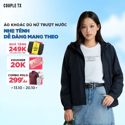 Áo Khoác Dù Nữ Couple TX Recycle 2 Lớp Cản Gió Trơn Basic Nhiều Màu Phối Lưới Thoáng Khí Form Rộng WOP 2105
