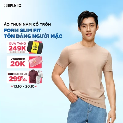 Áo Thun Nam Couple TX Trơn Basic Cổ Tròn Vải Đốm Form Slim Ôm Tôn Dáng MTS 1375