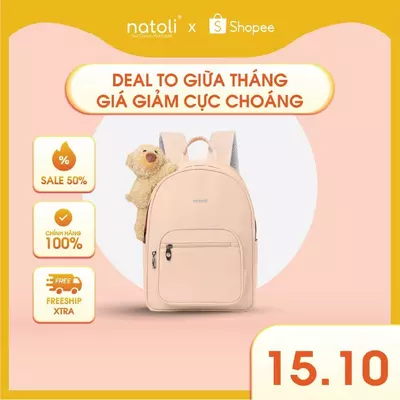 Balo nữ thời trang gấu bông NATOLI cute, hàn quốc, đi học, nhiều ngăn Dreamy Teddy Bear School Backpack B16