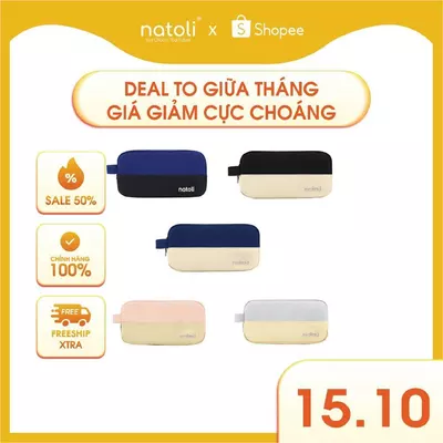 Bóp viết nhiều ngăn NATOLI, hộp bút cute chống nước đựng bút đa năng - BST Simple Duo Pen Case T23