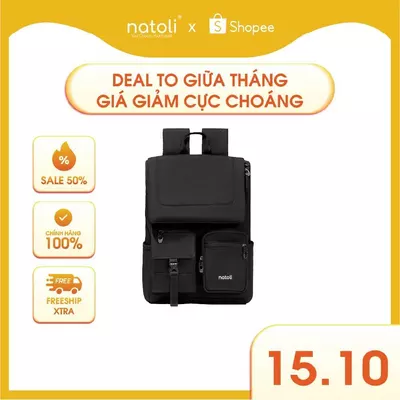 Balo laptop 15 6 inch thương hiệu NATOLI, cặp đi học nam chống sốc chống nước tốt Global Backpack B8