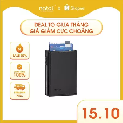 Ví nam nữ mini thông minh thương hiệu Natoli gập 3 đựng thẻ cao cấp - Futuristic Mini Wallet V8