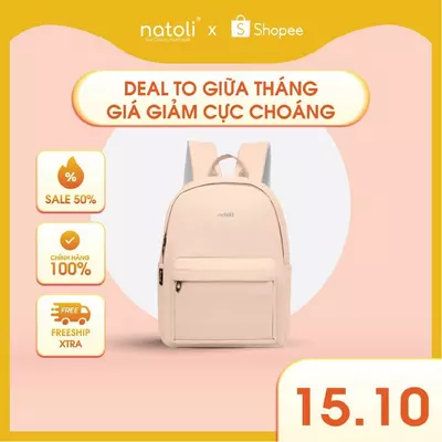 Balo đi học nữ cute NATOLI nhiều ngăn chống nước cao cấp - Basic Backpack B2