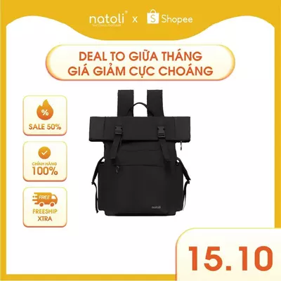 Balo chống nước du lịch thương hiệu NATOLI chất vải canvas nhiều ngăn cao cấp BST FOLD BACKPACK B10