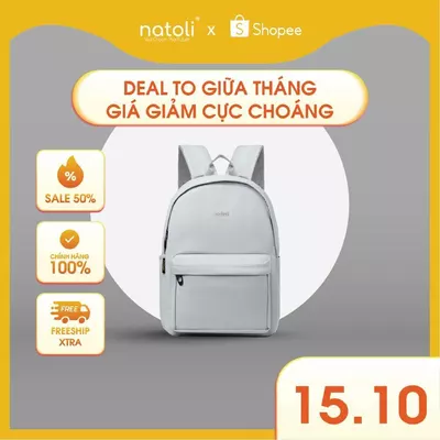 Balo nam nữ đi học chống nước thương hiệu NATOLI nhiều ngăn kháng nước tốt - Basic Backpack B2