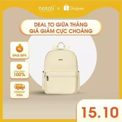 Balo da đi học nam nữ NATOLI, chống nước nhiều ngăn, đựng laptop cao cấp BST Unisex Leather School Backpack B27