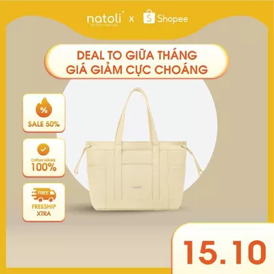 Túi tote nữ nhiều ngăn NATOLI, 2 mặt đeo vai đựng laptop cao cấp - BST Elegant Edge Bag T19