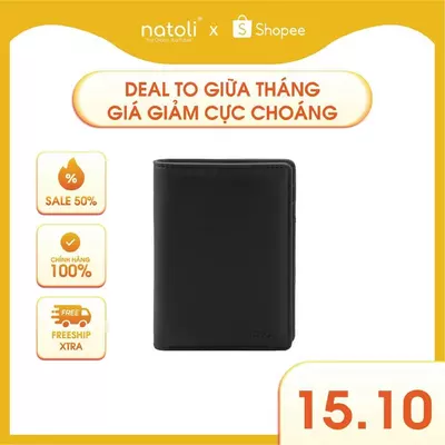 Ví da nam nữ dáng đứng NATOLI gập đôi đựng thẻ cao cấp BST Simple Vertical Wallet V3