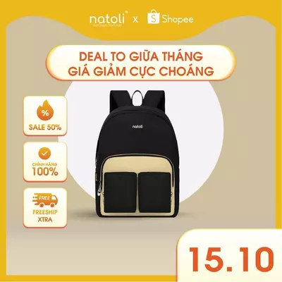 Balo thời trang nam nữ hàn quốc Thương hiệu NATOLI vải canvas nhiều ngăn kháng nước - Old School Backpack B5