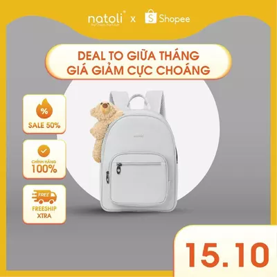 Balo gấu bông nữ thời trang NATOLI cute, hàn quốc, đi học BST Dreamy Teddy Bear School Backpack B16